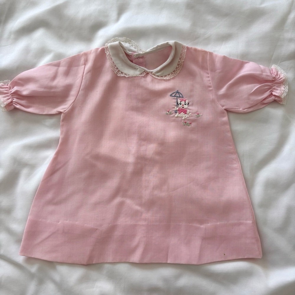 Vintage 60s pink blouse top 3T girls